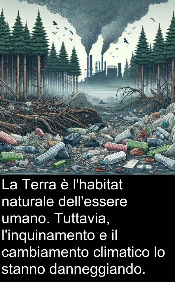umano: La Terra è l'habitat naturale dell'essere umano. Tuttavia, l'inquinamento e il cambiamento climatico lo stanno danneggiando.