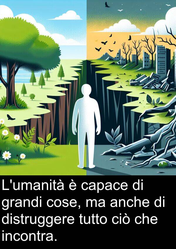 cose: L'umanità è capace di grandi cose, ma anche di distruggere tutto ciò che incontra.