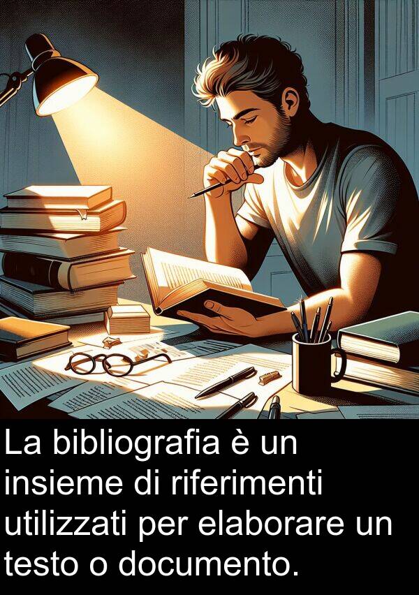 bibliografia: La bibliografia è un insieme di riferimenti utilizzati per elaborare un testo o documento.
