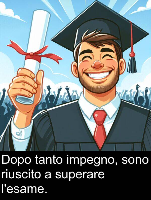 riuscito: Dopo tanto impegno, sono riuscito a superare l'esame.