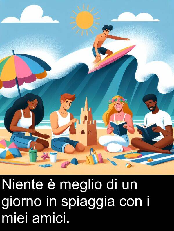 spiaggia: Niente è meglio di un giorno in spiaggia con i miei amici.