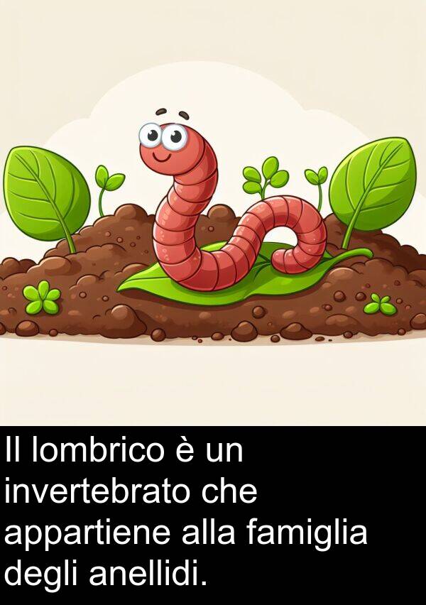 degli: Il lombrico è un invertebrato che appartiene alla famiglia degli anellidi.