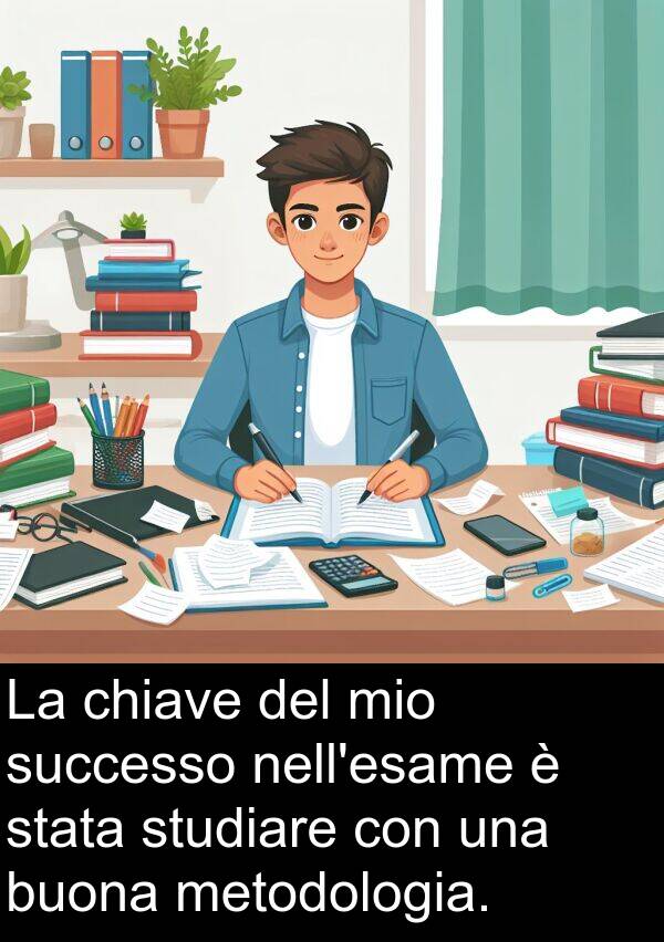 metodologia: La chiave del mio successo nell'esame è stata studiare con una buona metodologia.