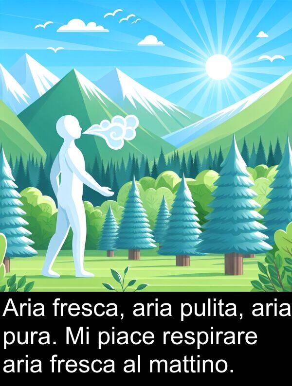 pulita: Aria fresca, aria pulita, aria pura. Mi piace respirare aria fresca al mattino.