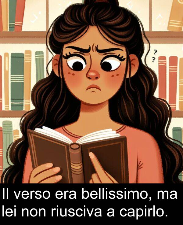 non: Il verso era bellissimo, ma lei non riusciva a capirlo.