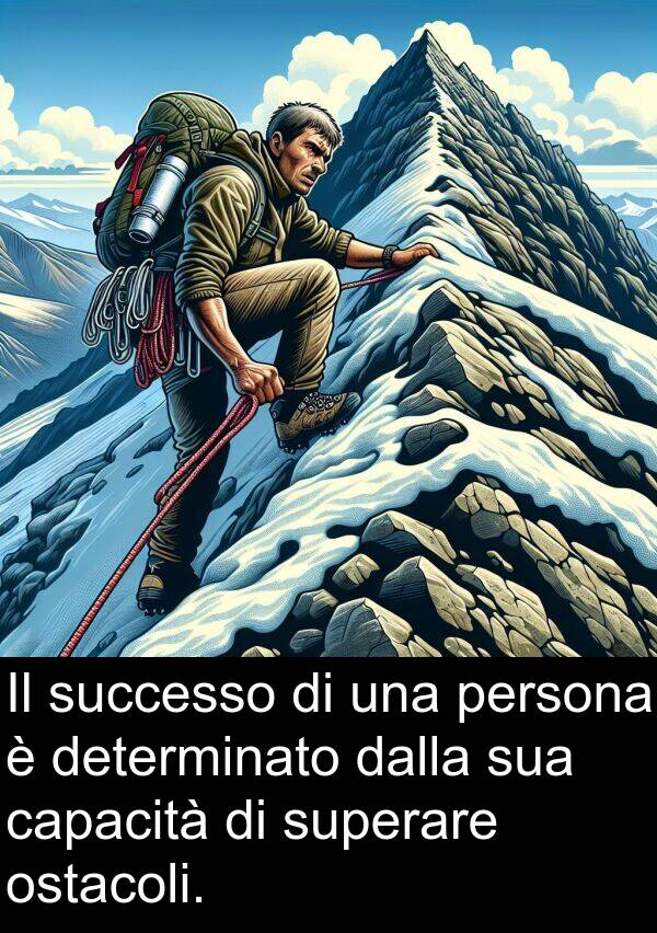 dalla: Il successo di una persona è determinato dalla sua capacità di superare ostacoli.