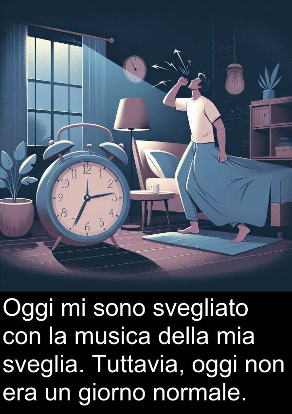 normale: Oggi mi sono svegliato con la musica della mia sveglia. Tuttavia, oggi non era un giorno normale.