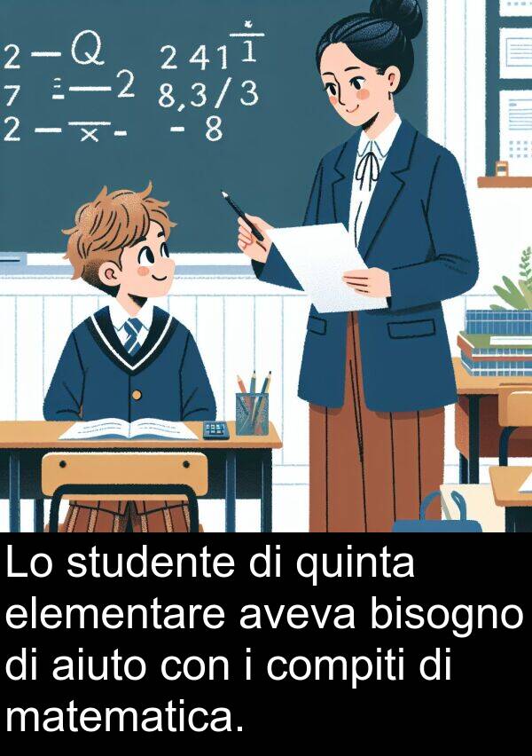 aiuto: Lo studente di quinta elementare aveva bisogno di aiuto con i compiti di matematica.