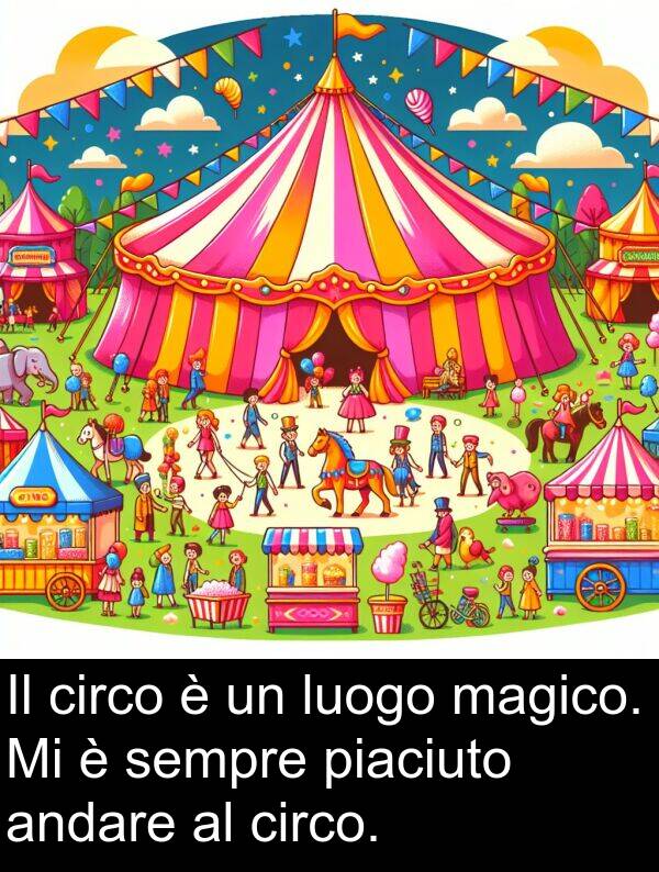 circo: Il circo è un luogo magico. Mi è sempre piaciuto andare al circo.
