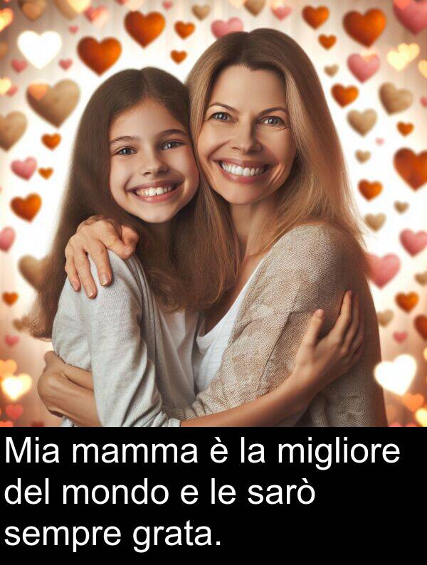 sarò: Mia mamma è la migliore del mondo e le sarò sempre grata.
