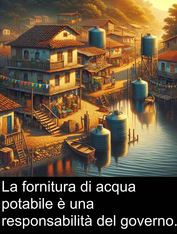 acqua: La fornitura di acqua potabile è una responsabilità del governo.