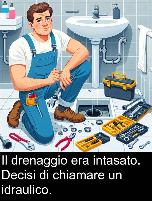 chiamare: Il drenaggio era intasato. Decisi di chiamare un idraulico.