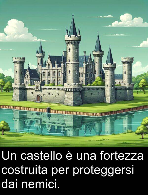 fortezza: Un castello è una fortezza costruita per proteggersi dai nemici.