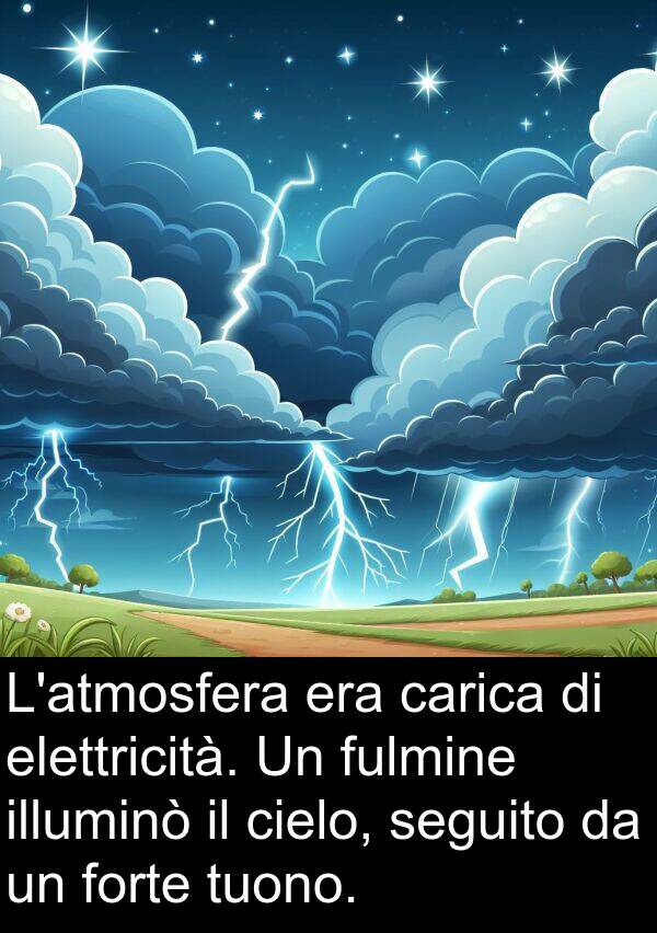 seguito: L'atmosfera era carica di elettricità. Un fulmine illuminò il cielo, seguito da un forte tuono.