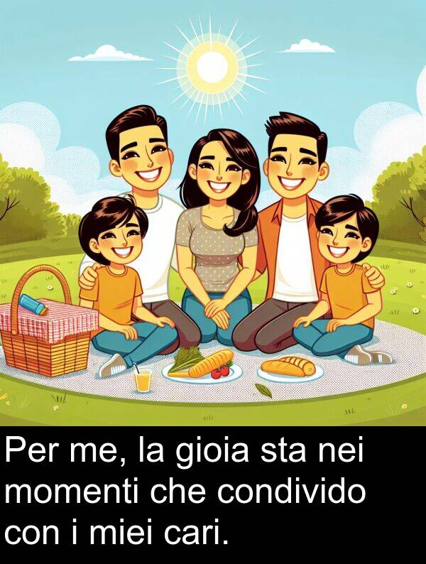 condivido: Per me, la gioia sta nei momenti che condivido con i miei cari.