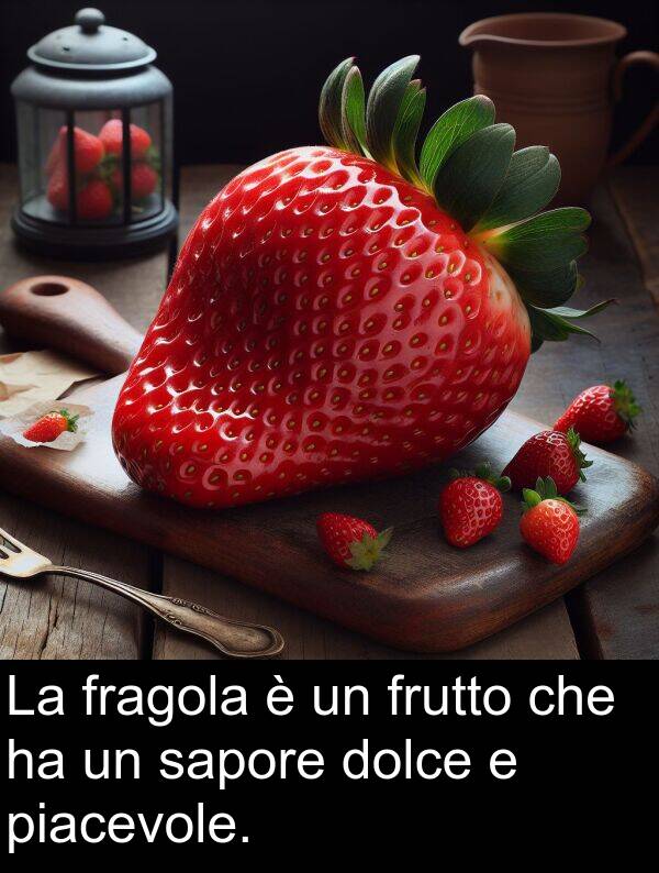 frutto: La fragola è un frutto che ha un sapore dolce e piacevole.