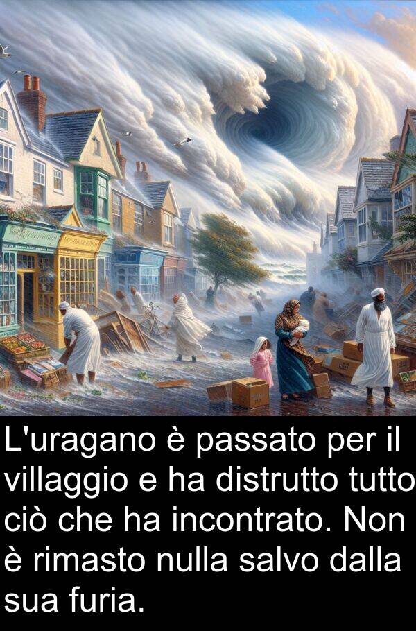 salvo: L'uragano è passato per il villaggio e ha distrutto tutto ciò che ha incontrato. Non è rimasto nulla salvo dalla sua furia.