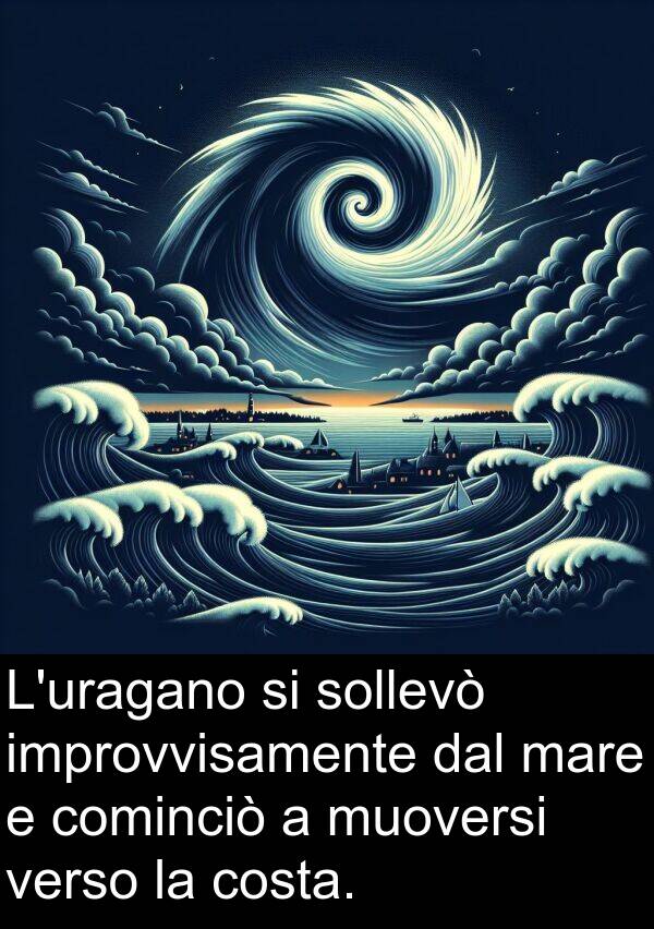 costa: L'uragano si sollevò improvvisamente dal mare e cominciò a muoversi verso la costa.