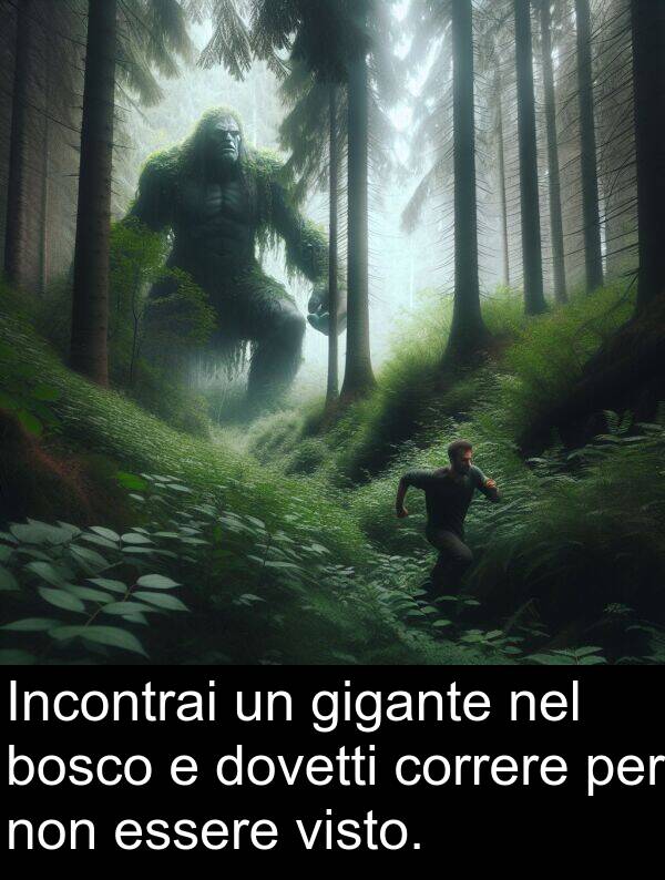 dovetti: Incontrai un gigante nel bosco e dovetti correre per non essere visto.