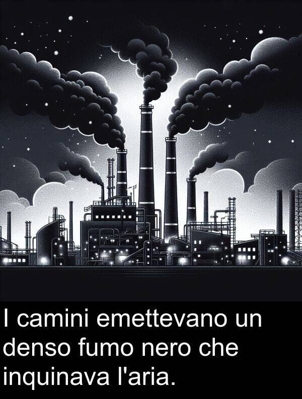 camini: I camini emettevano un denso fumo nero che inquinava l'aria.