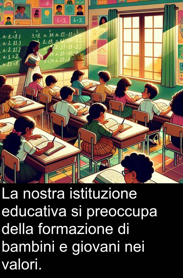 nostra: La nostra istituzione educativa si preoccupa della formazione di bambini e giovani nei valori.