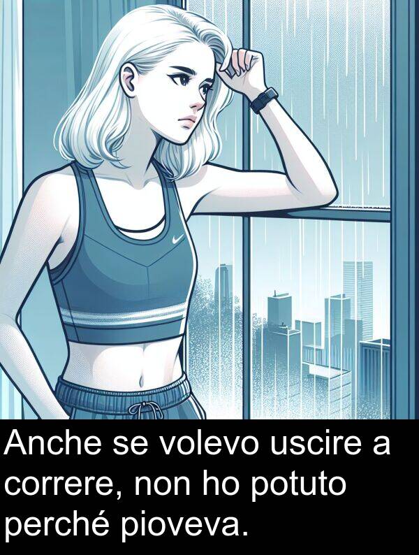 volevo: Anche se volevo uscire a correre, non ho potuto perché pioveva.