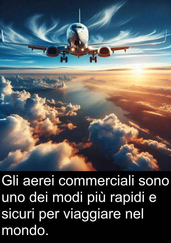 aerei: Gli aerei commerciali sono uno dei modi più rapidi e sicuri per viaggiare nel mondo.