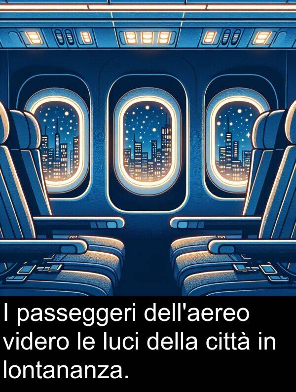 luci: I passeggeri dell'aereo videro le luci della città in lontananza.