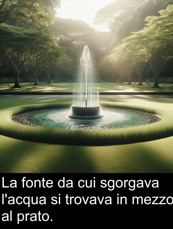 cui: La fonte da cui sgorgava l'acqua si trovava in mezzo al prato.