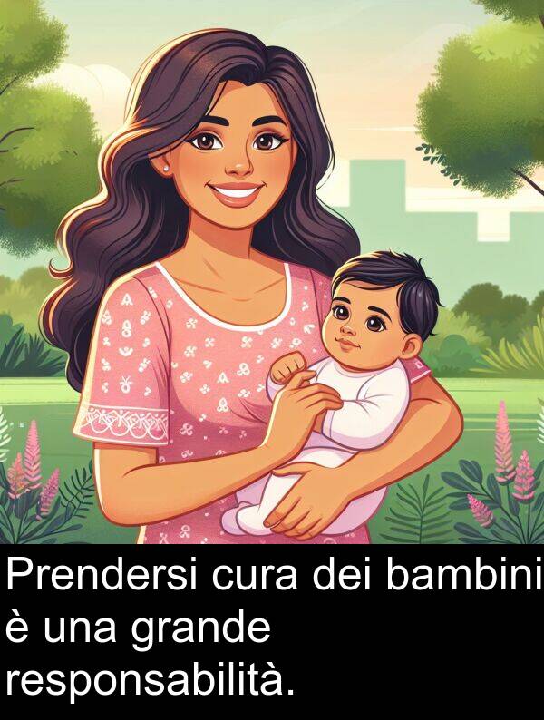 grande: Prendersi cura dei bambini è una grande responsabilità.