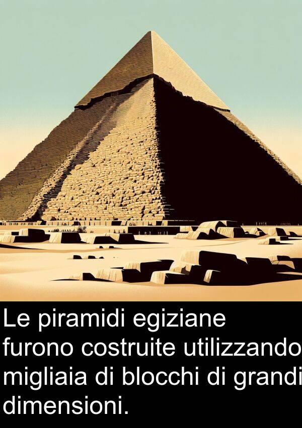 grandi: Le piramidi egiziane furono costruite utilizzando migliaia di blocchi di grandi dimensioni.