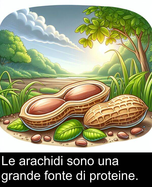 una: Le arachidi sono una grande fonte di proteine.