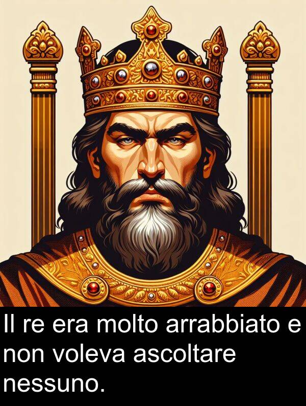 nessuno: Il re era molto arrabbiato e non voleva ascoltare nessuno.