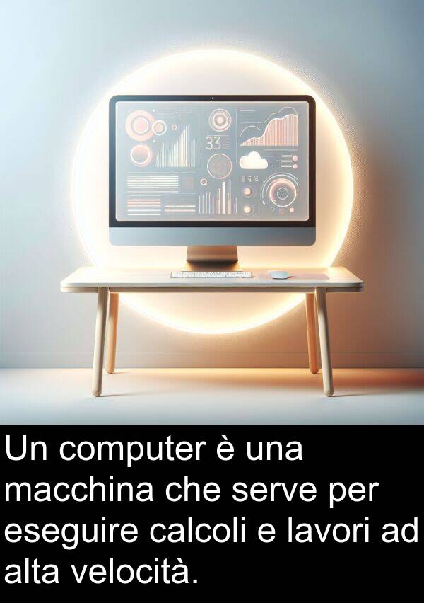alta: Un computer è una macchina che serve per eseguire calcoli e lavori ad alta velocità.