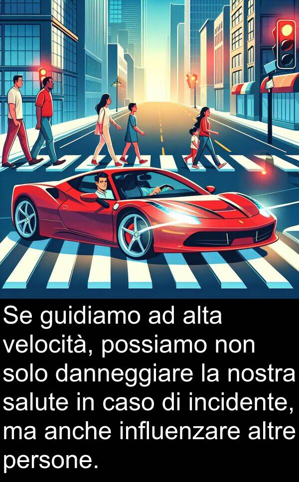 nostra: Se guidiamo ad alta velocità, possiamo non solo danneggiare la nostra salute in caso di incidente, ma anche influenzare altre persone.