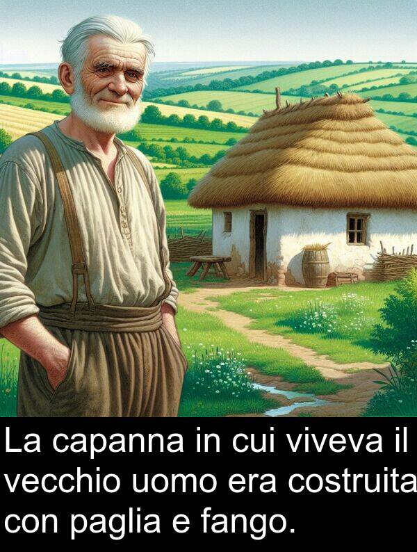 paglia: La capanna in cui viveva il vecchio uomo era costruita con paglia e fango.