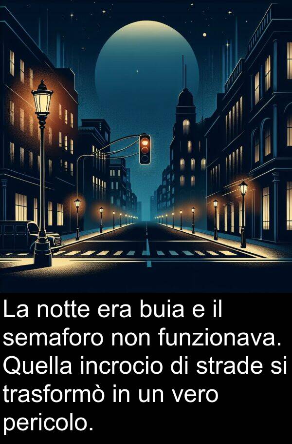 buia: La notte era buia e il semaforo non funzionava. Quella incrocio di strade si trasformò in un vero pericolo.