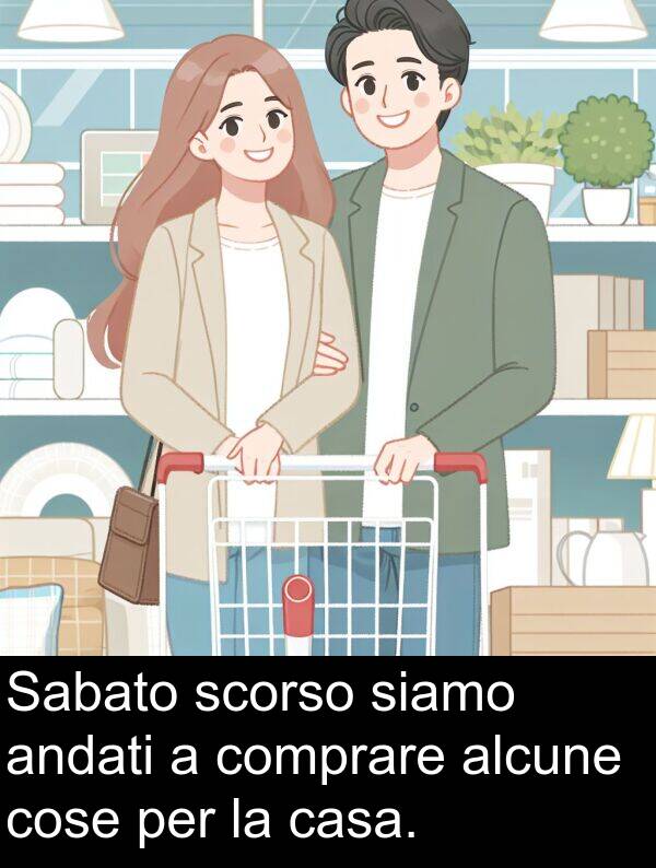 cose: Sabato scorso siamo andati a comprare alcune cose per la casa.
