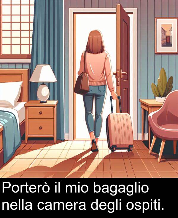degli: Porterò il mio bagaglio nella camera degli ospiti.