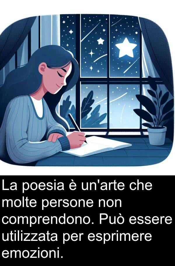 comprendono: La poesia è un'arte che molte persone non comprendono. Può essere utilizzata per esprimere emozioni.