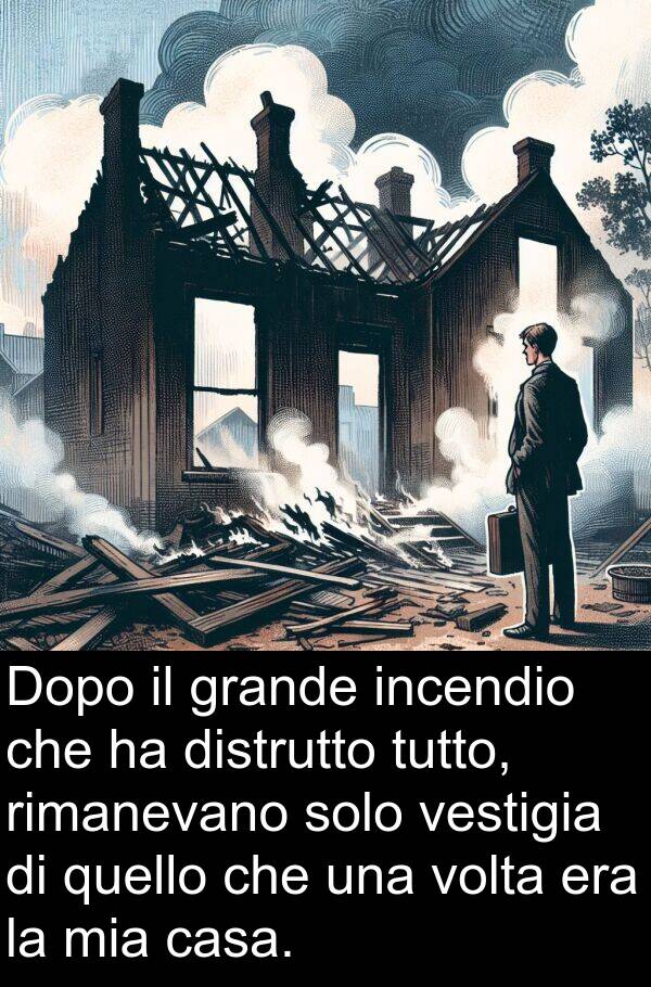 quello: Dopo il grande incendio che ha distrutto tutto, rimanevano solo vestigia di quello che una volta era la mia casa.