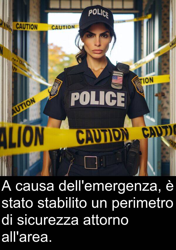 attorno: A causa dell'emergenza, è stato stabilito un perimetro di sicurezza attorno all'area.