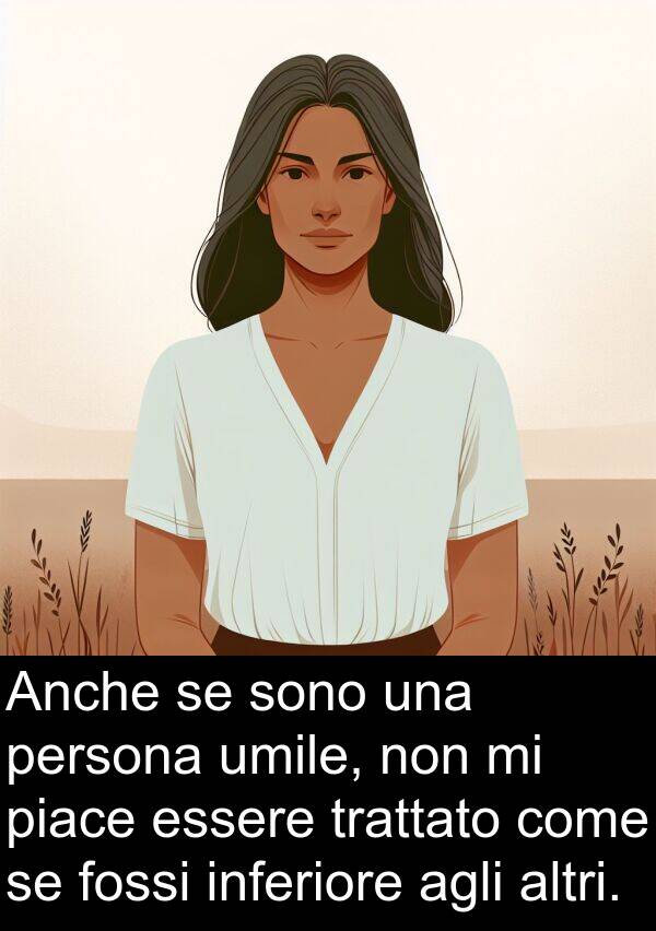 trattato: Anche se sono una persona umile, non mi piace essere trattato come se fossi inferiore agli altri.
