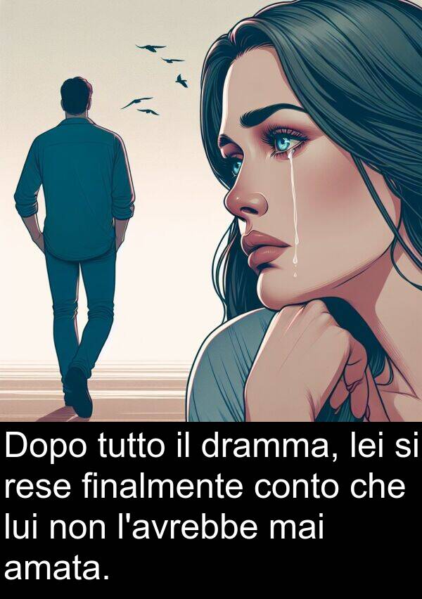 rese: Dopo tutto il dramma, lei si rese finalmente conto che lui non l'avrebbe mai amata.