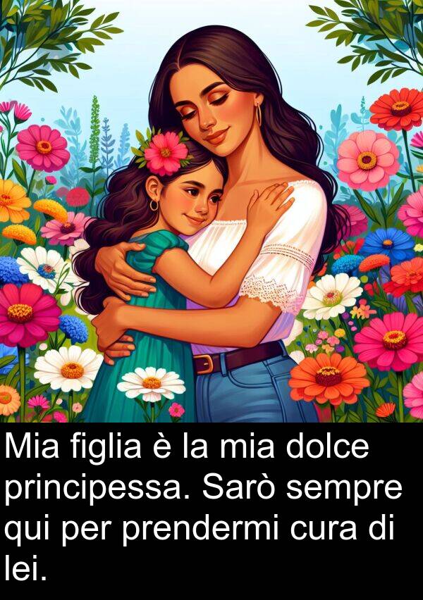figlia: Mia figlia è la mia dolce principessa. Sarò sempre qui per prendermi cura di lei.