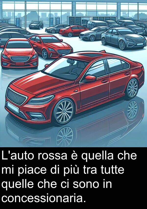quella: L'auto rossa è quella che mi piace di più tra tutte quelle che ci sono in concessionaria.