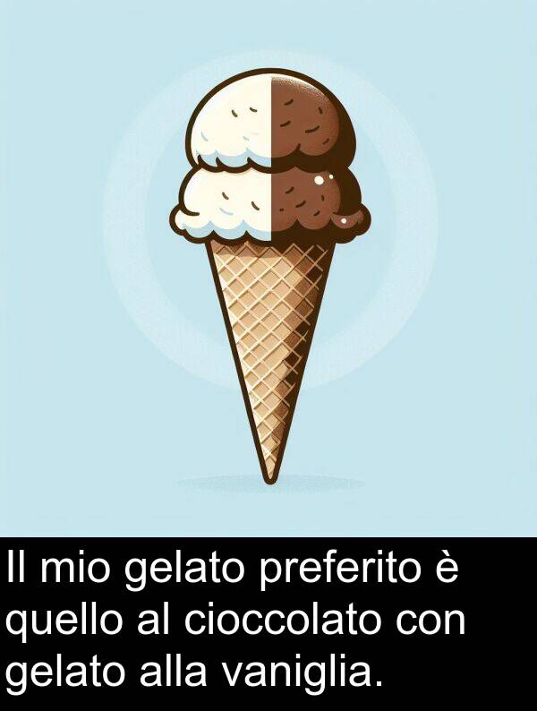 vaniglia: Il mio gelato preferito è quello al cioccolato con gelato alla vaniglia.