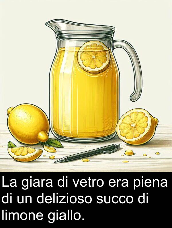 vetro: La giara di vetro era piena di un delizioso succo di limone giallo.