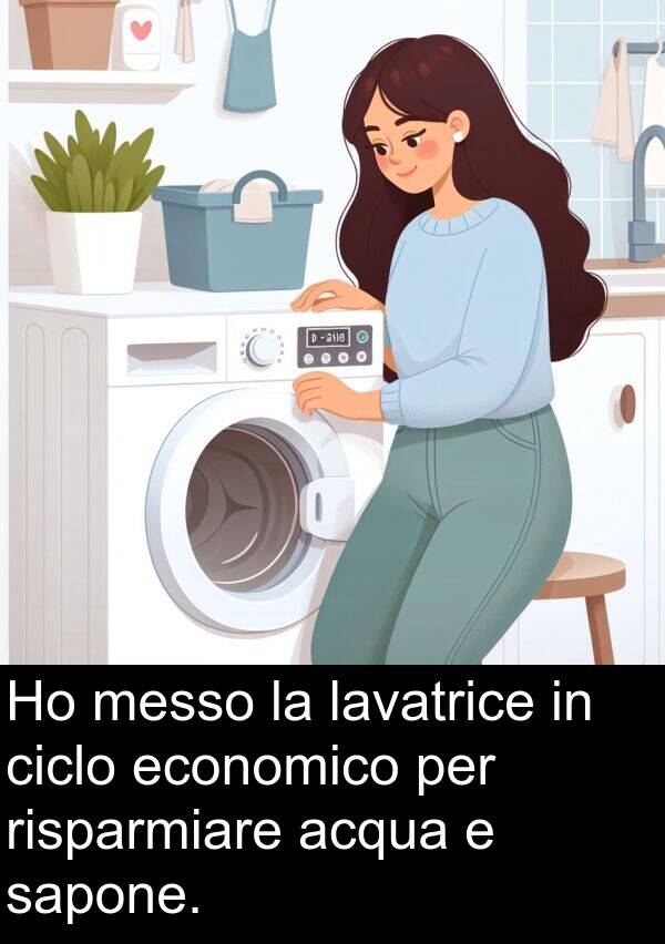 acqua: Ho messo la lavatrice in ciclo economico per risparmiare acqua e sapone.