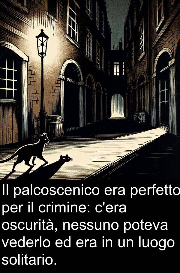 vederlo: Il palcoscenico era perfetto per il crimine: c'era oscurità, nessuno poteva vederlo ed era in un luogo solitario.
